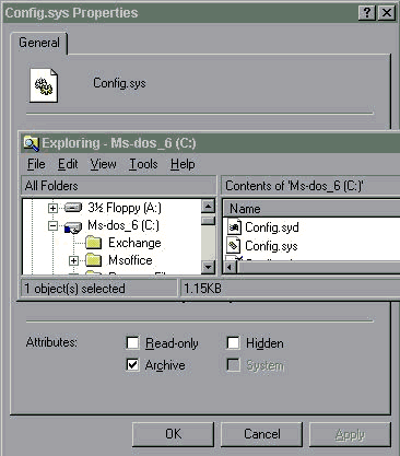 use file manager to make c:\config.sys writeable